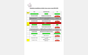 Calendrier compétitions en Salle, Cross, Lancers Longs 2024-2025 (école d'athletisme)